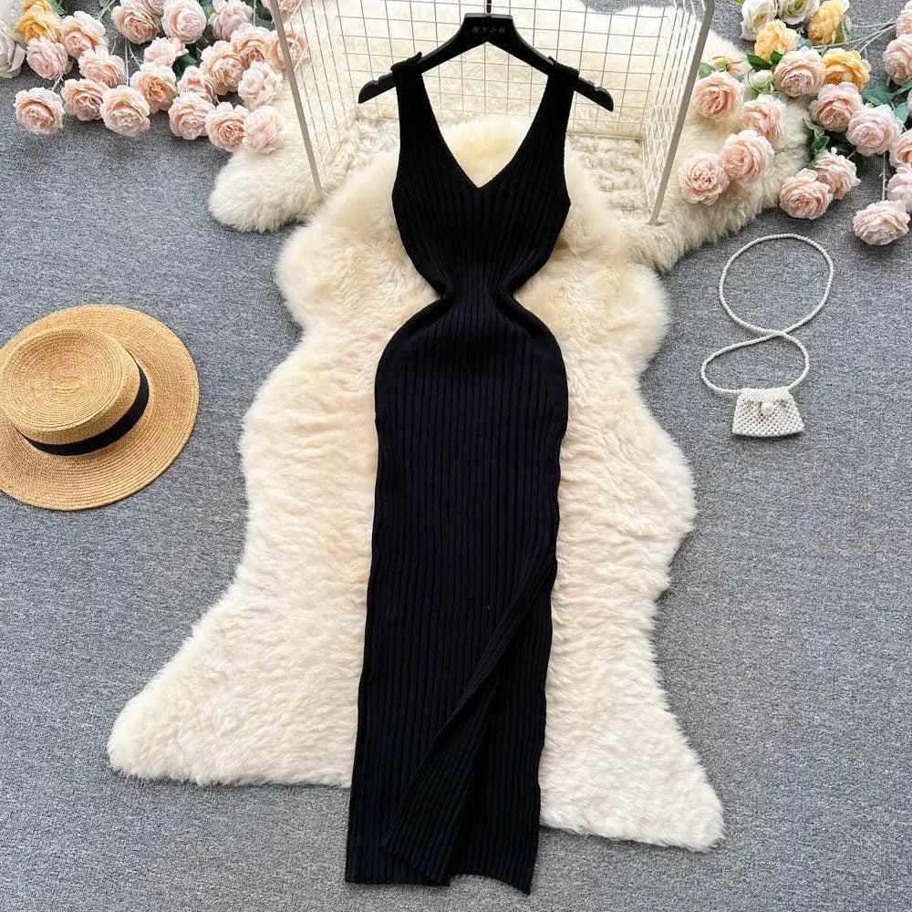 Sultry Knit Bodycon Dress for Seductive Streetwear Chic