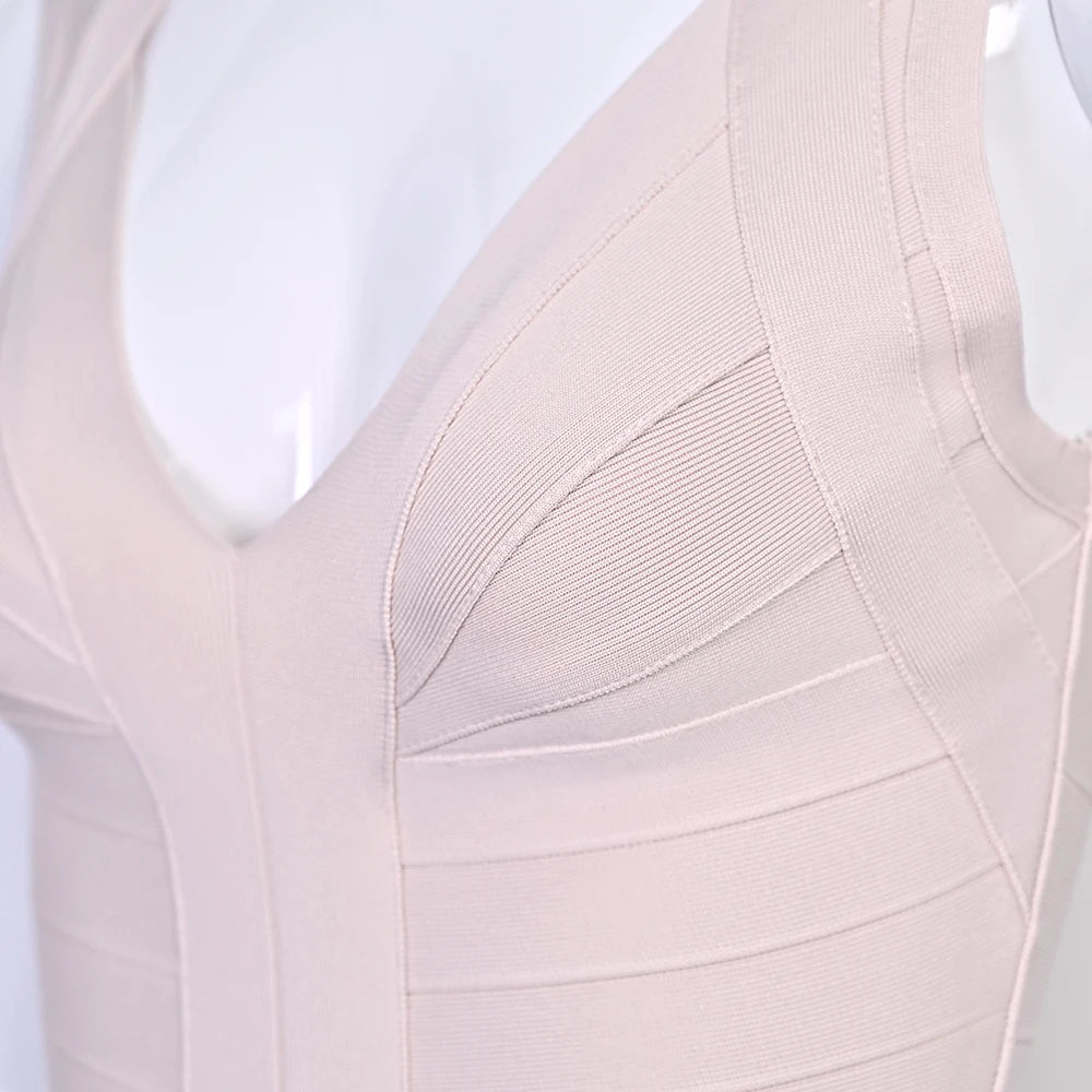 Luxury Signature Knit Plunge Dress For Elegant