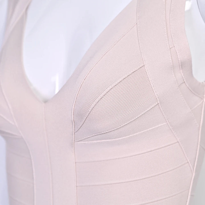 Luxury Signature Knit Plunge Dress For Elegant