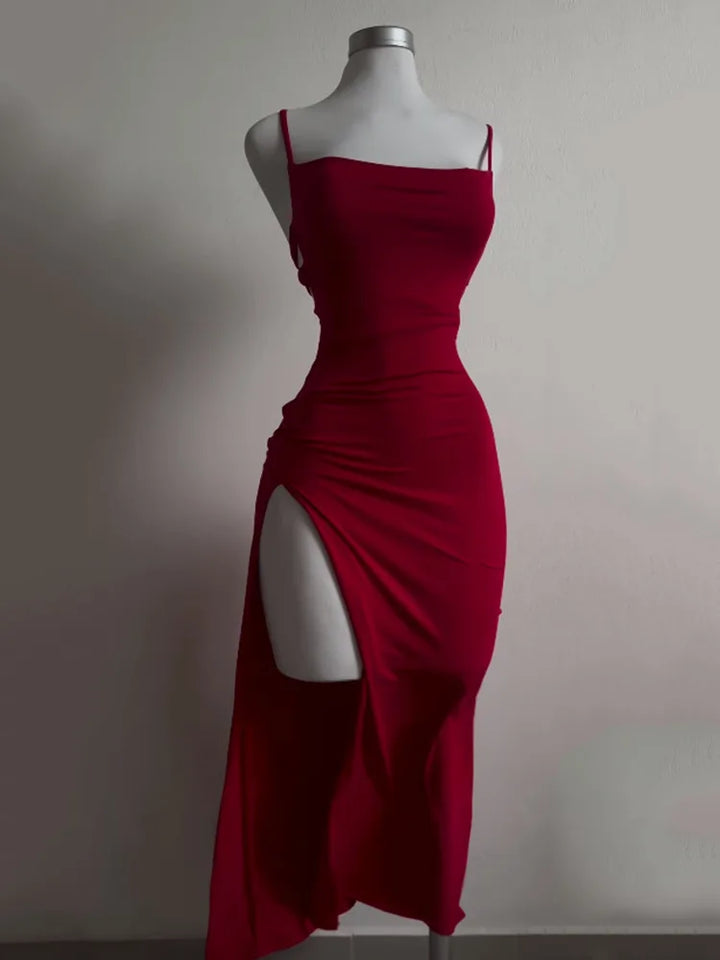 Backless Lace Up Bodycon Long Party Dress