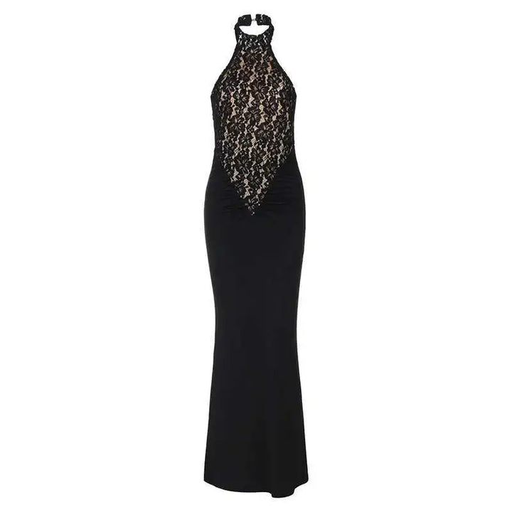 Elegant Black Lace Off Shoulder Evening Gown