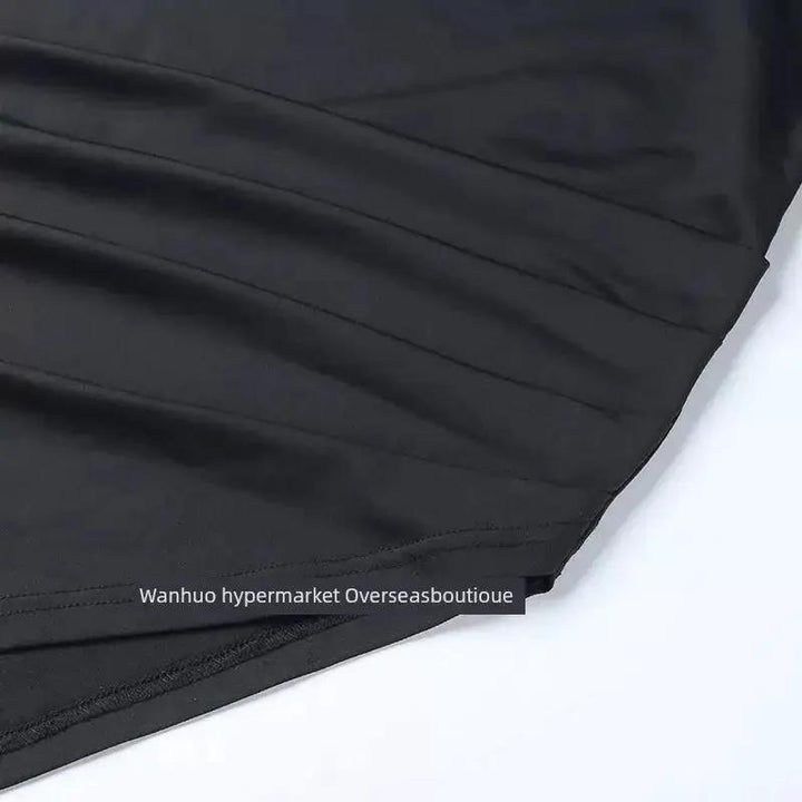 Split Spy Girl Strap Dress V Neck Lace Trim Slim Fit Slit - OurLum.com