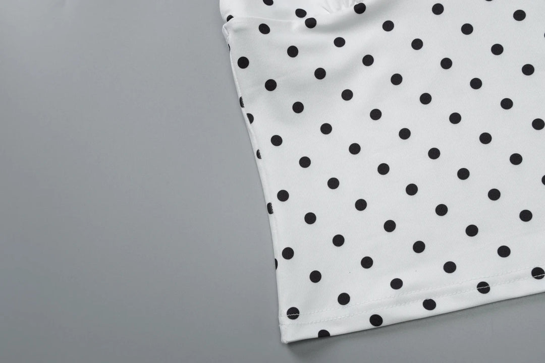 Dulzura Polka Dot Knitted Halter Backless Top