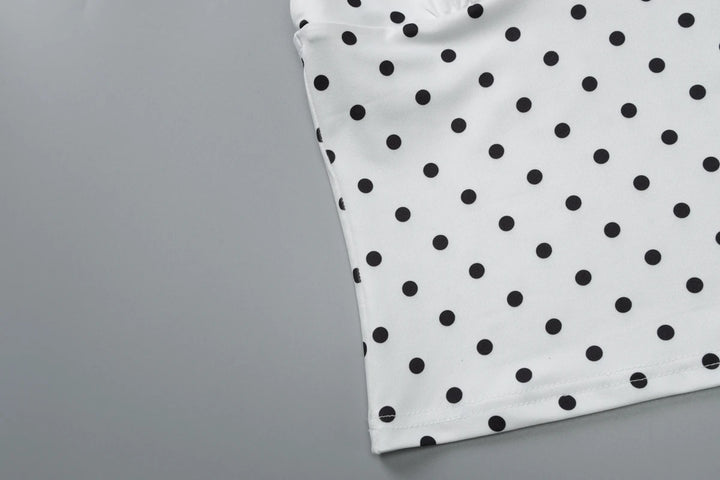 Dulzura Polka Dot Knitted Halter Backless Top