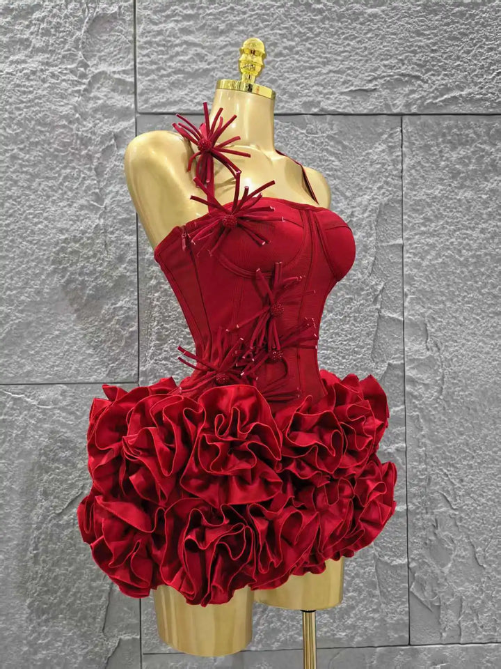 Women Strapless Christmas Two Piece Bodycon Dress
