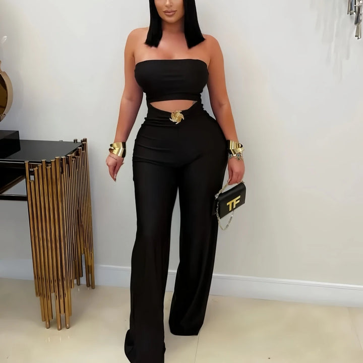 Fagadoer Sexy Hollow Out Bodycon Jumpsuit Women