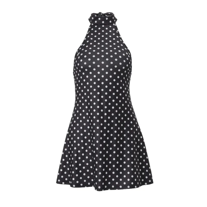 Limited Signature Dot Halter Backless Knit Evening