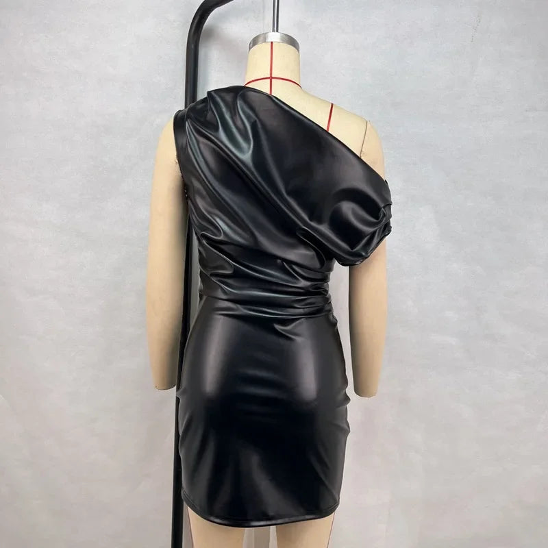 Luxury Ruched Mini Dress With Elegant Shoulder