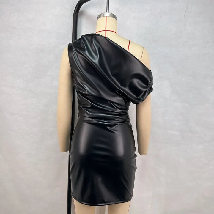 Luxury Ruched Mini Dress With Elegant Shoulder