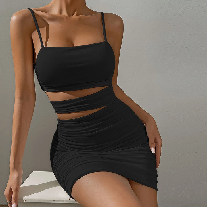 Women White Backless Spaghetti Strap Bodycon Dress