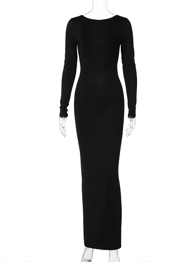 Hugcitar Backless Bodycon Maxi Dress Y2K