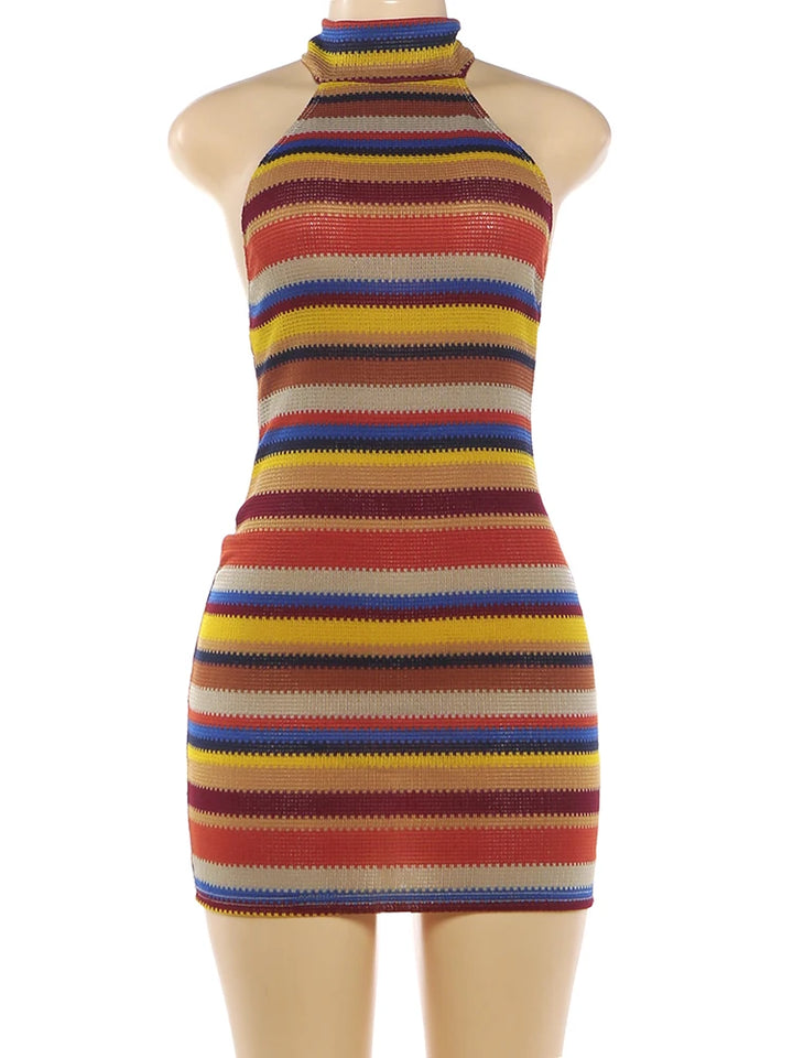Kliou Atelier Stripe Patchwork Mini Dress Private