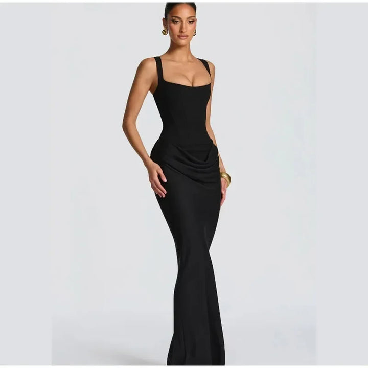 Exclusive Halter Square Neck Tailored Mini Dress
