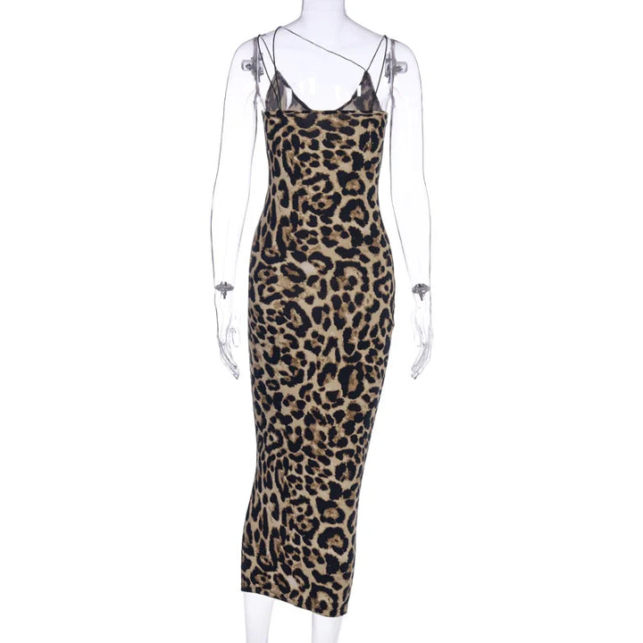 Stunning Leopard Print Bodycon Midi Dress For