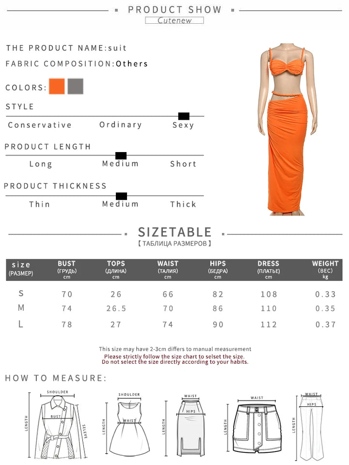 Chic Women Summer Vacation Set Pleated Crop Top