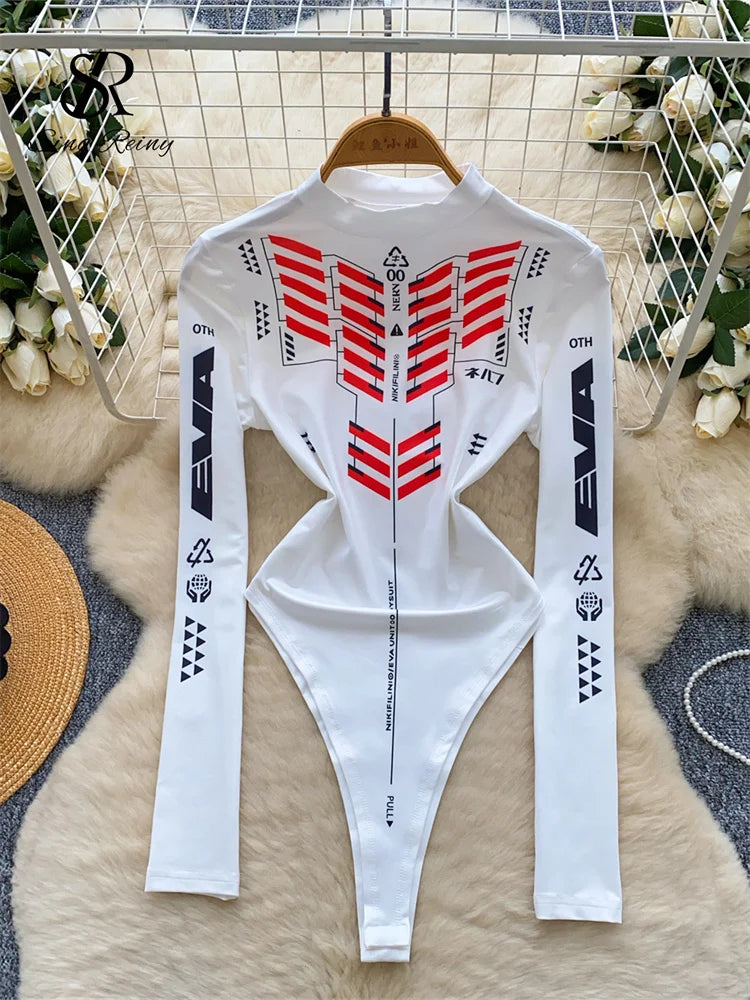SINGREINY Autumn Long Sleeves Bodysuit O Neck