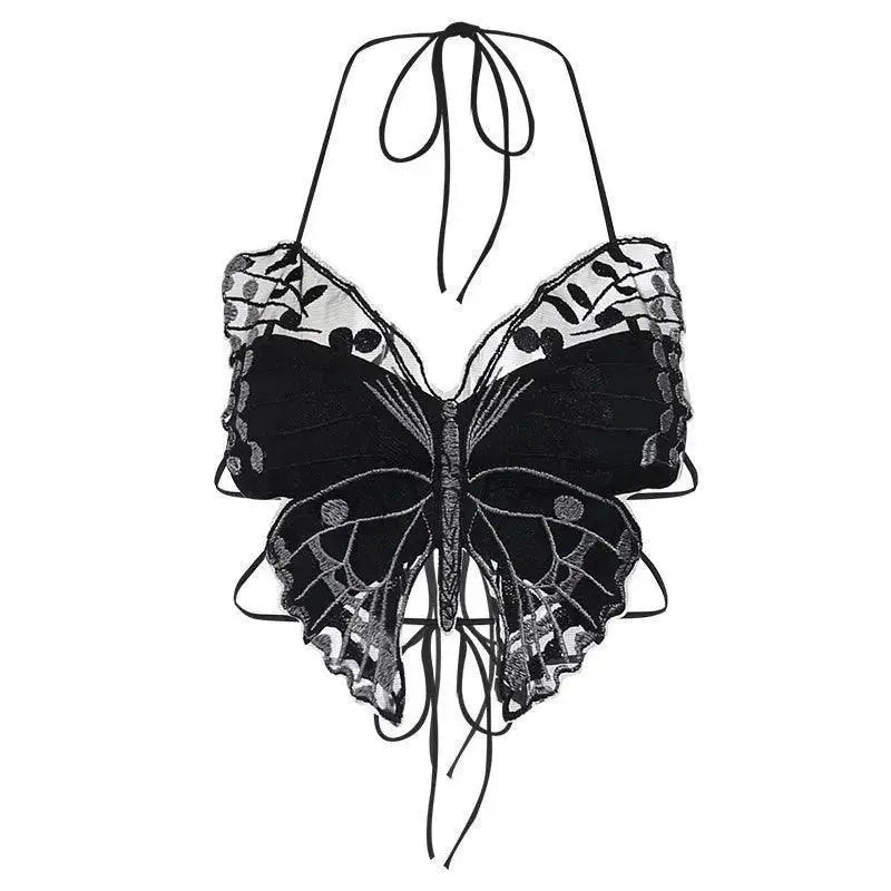 Gothic Cross Print Lace Trim Crop Top Edgy Corset Tank