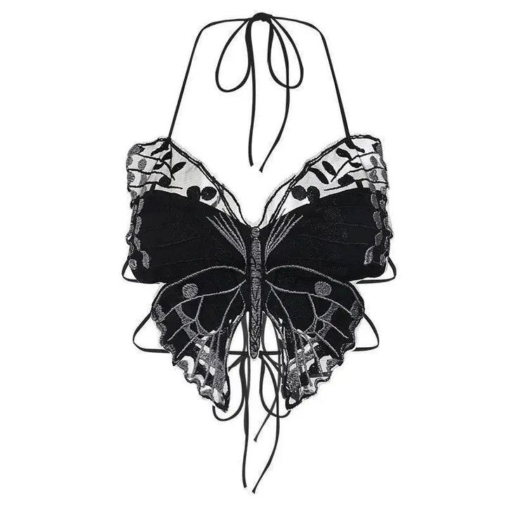 Gothic Cross Print Lace Trim Crop Top Edgy Corset Tank