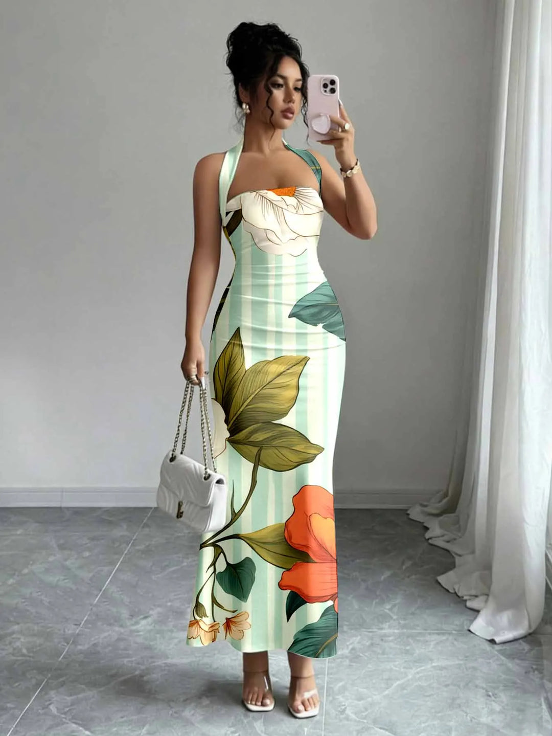 Flowing Long Skirt With Hanging Neck Design