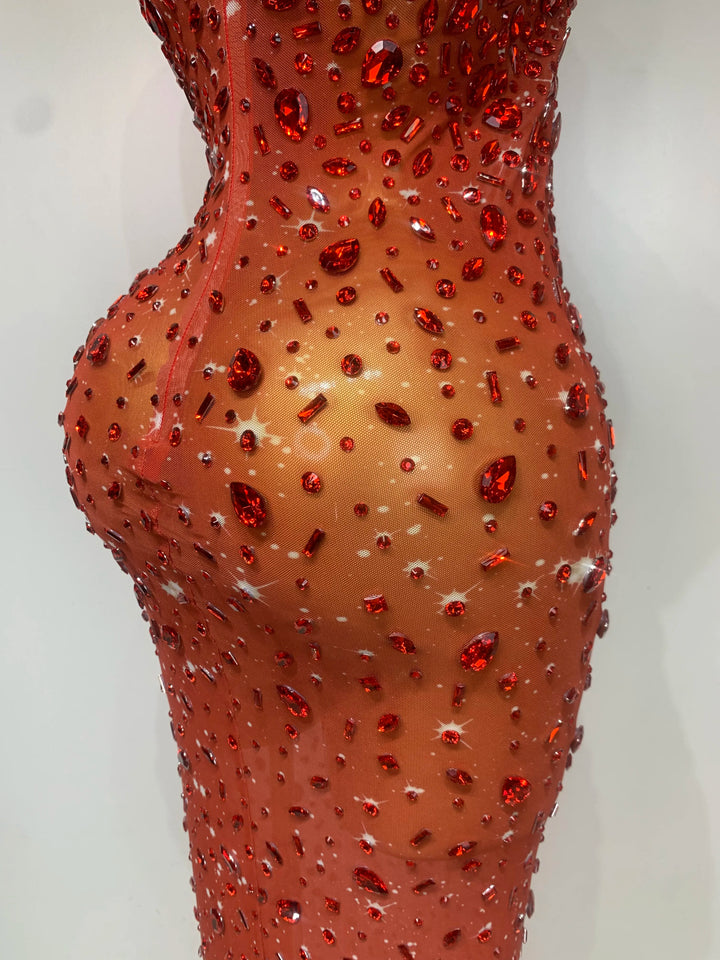 Kormanly Rhinestone Mesh Evening Gown Exclusive