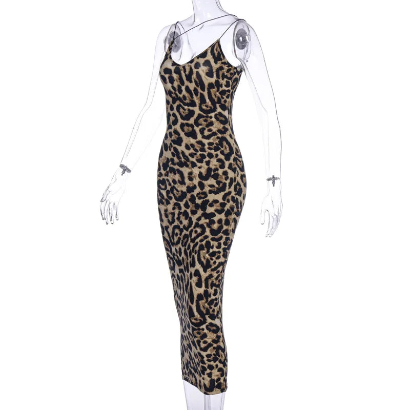 Stunning Leopard Print Bodycon Midi Dress For