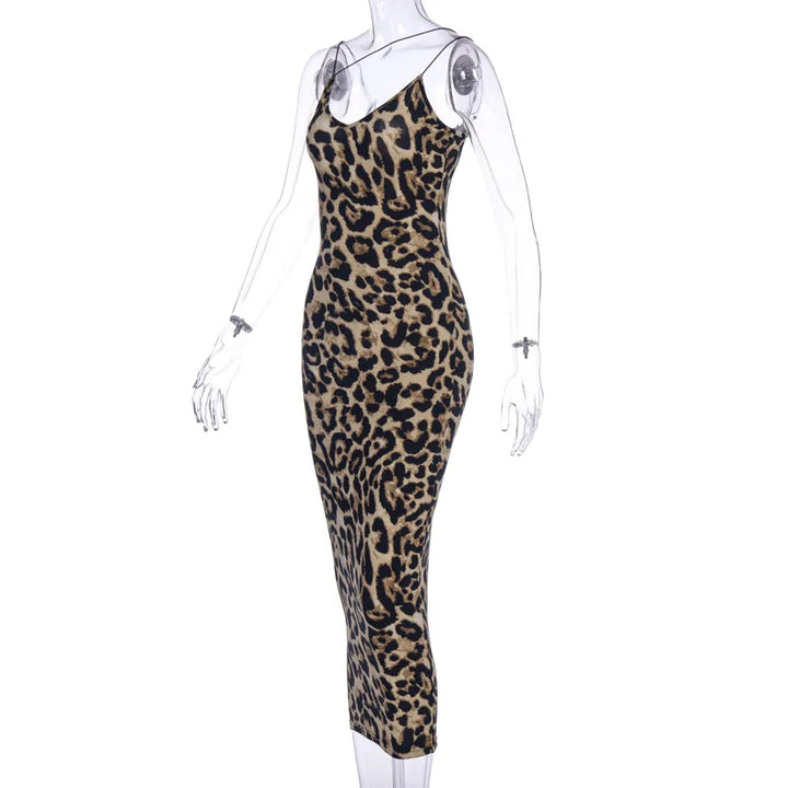 Stunning Leopard Print Bodycon Midi Dress For