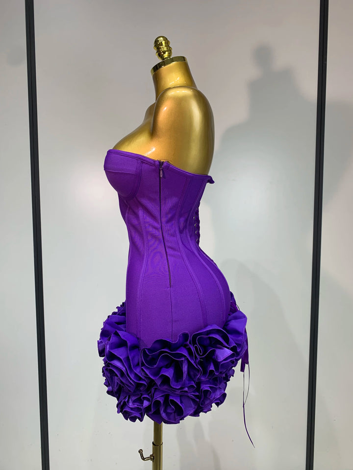 Exquisite Strapless Floral Cocktail Dress