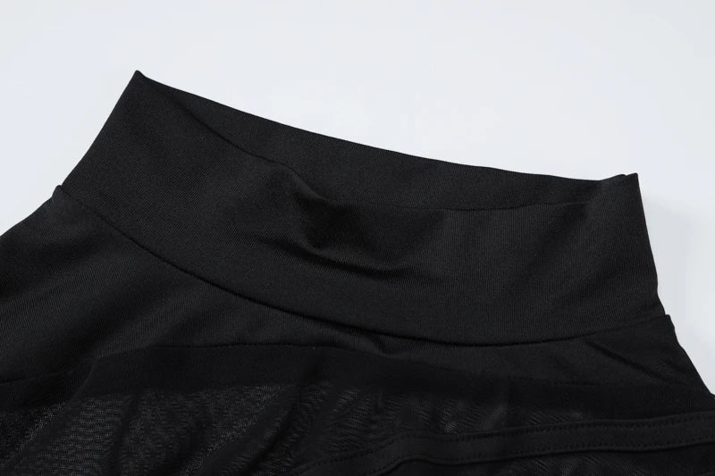 Hugcitar Black Turtleneck Sheer Bodysuit For Women