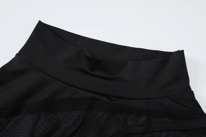 Hugcitar Black Turtleneck Sheer Bodysuit For Women
