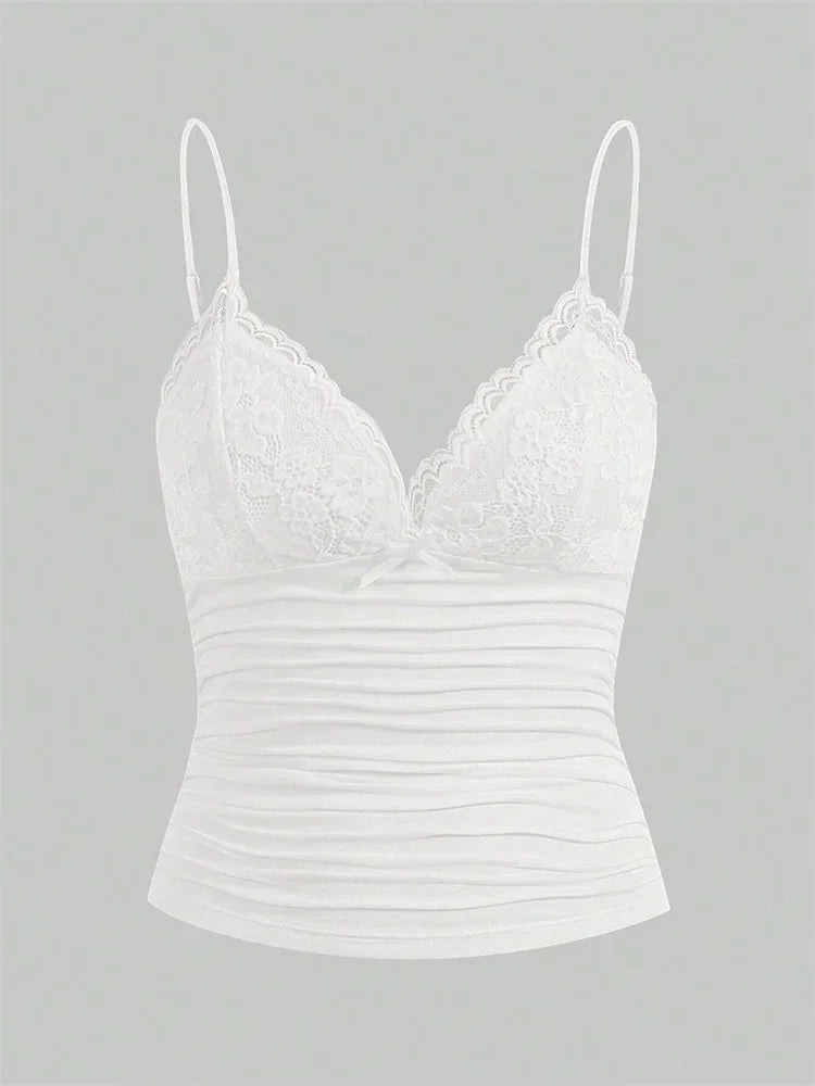 Phumee Luxury Lace Crop Cami Elite Women Y2k Punk