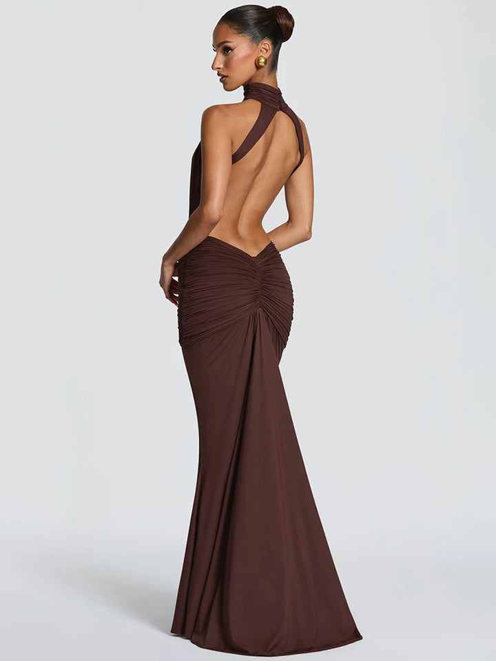 Backless Turtleneck Maxi Dress For Women Party