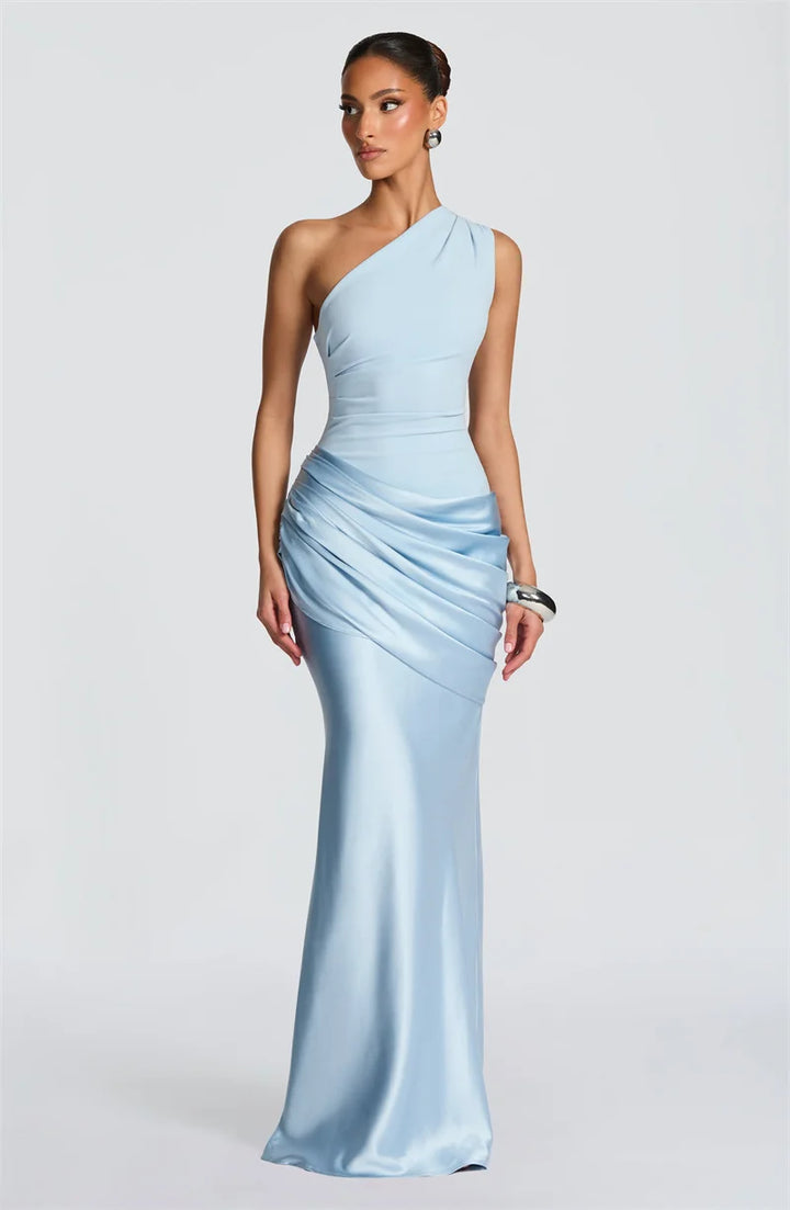 Luxury One Shoulder Backless Maxi Dress