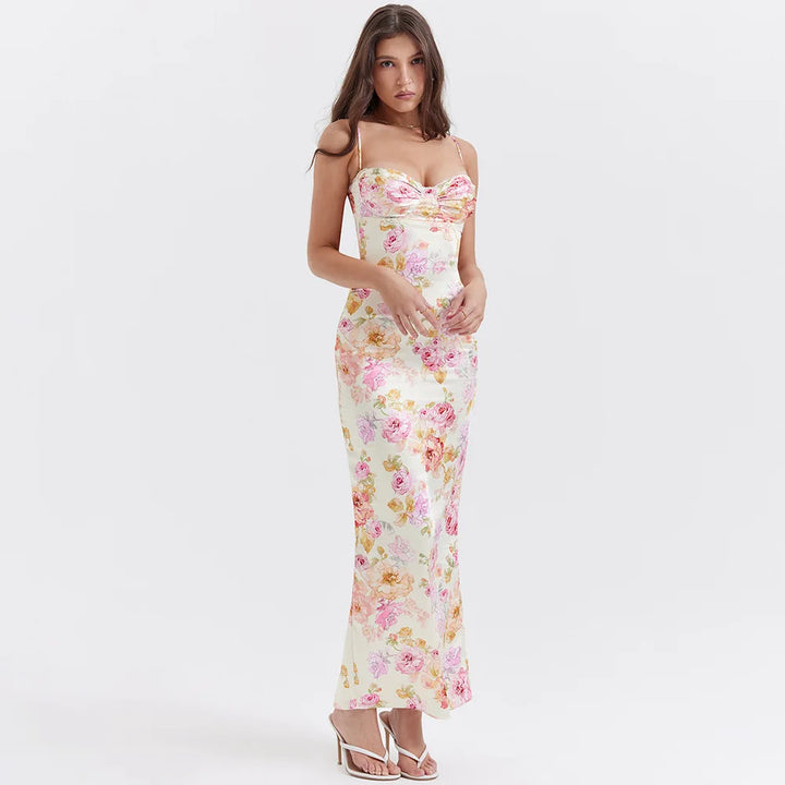 Elegant Floral Maxi Dress With Empire Waist