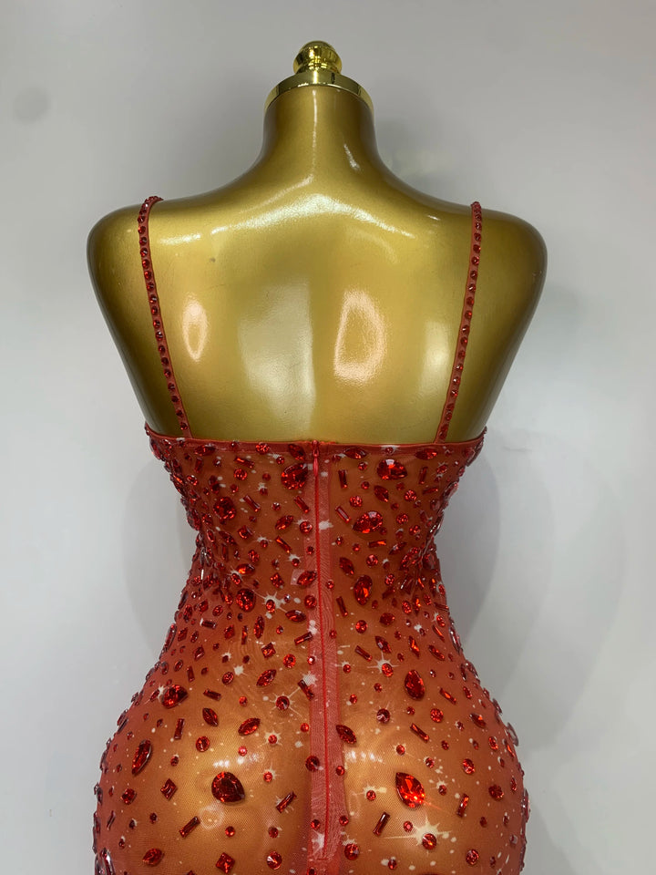 Kormanly Rhinestone Mesh Evening Gown Exclusive