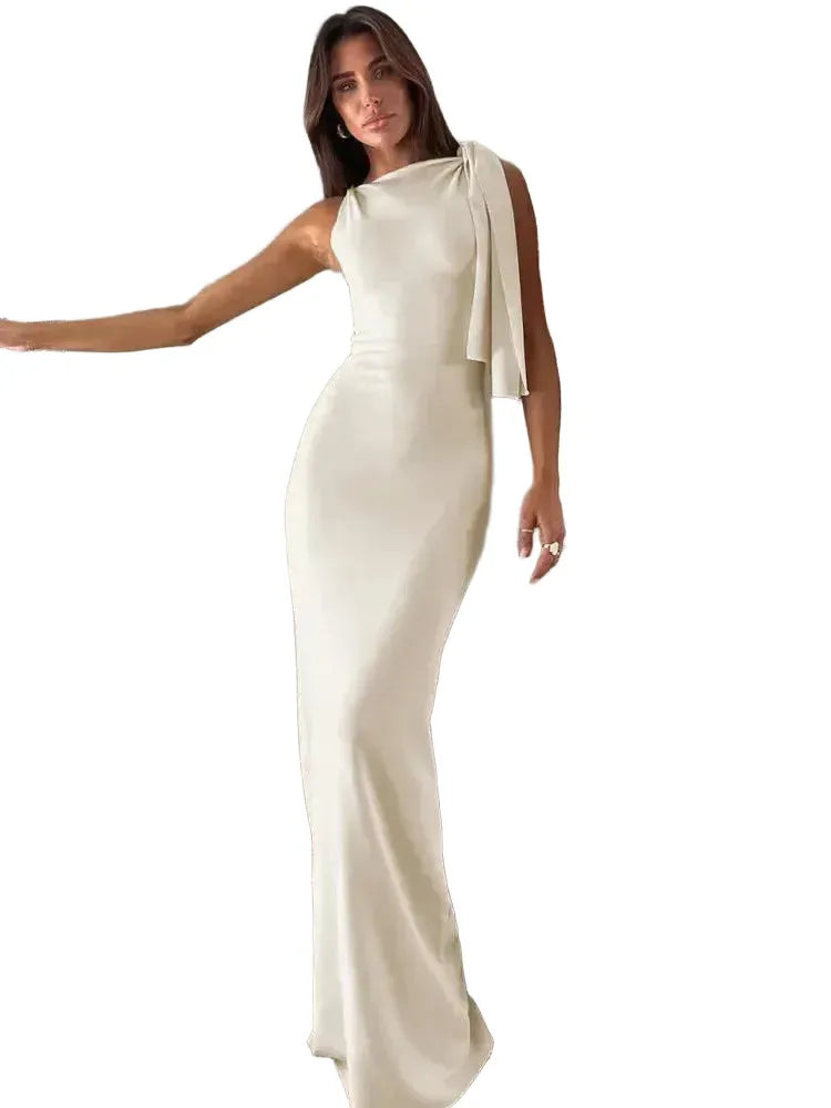 Hugcitar Fashion Solid O Neck Sleeveless Patchwork Sexy Bodycon Maxi Prom Dress Summer Women Clothes Party Festival Club Y2K