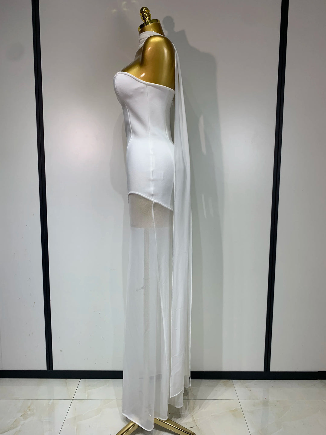 Black Strapless Bandage Gown Sculpting Silhouette