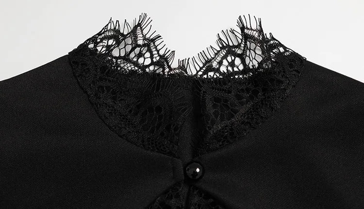 Sculptural Black Lace Sheath Dress Elevates Your