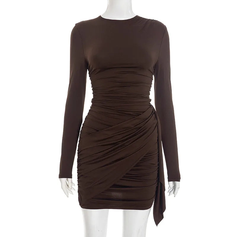 Elegant Solid Overlap Sheath Dress For Women