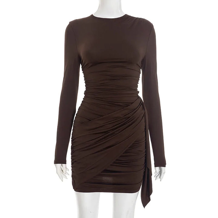 Elegant Solid Overlap Sheath Dress For Women