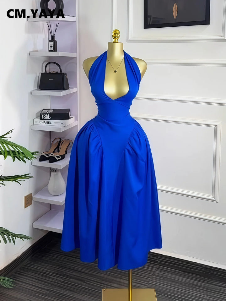 Halter Neck Backless Maxi Dress For Party Evening