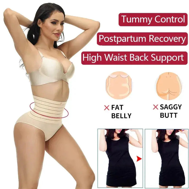 High Waisted Tummy Control Thong Slimming Body Shapewear