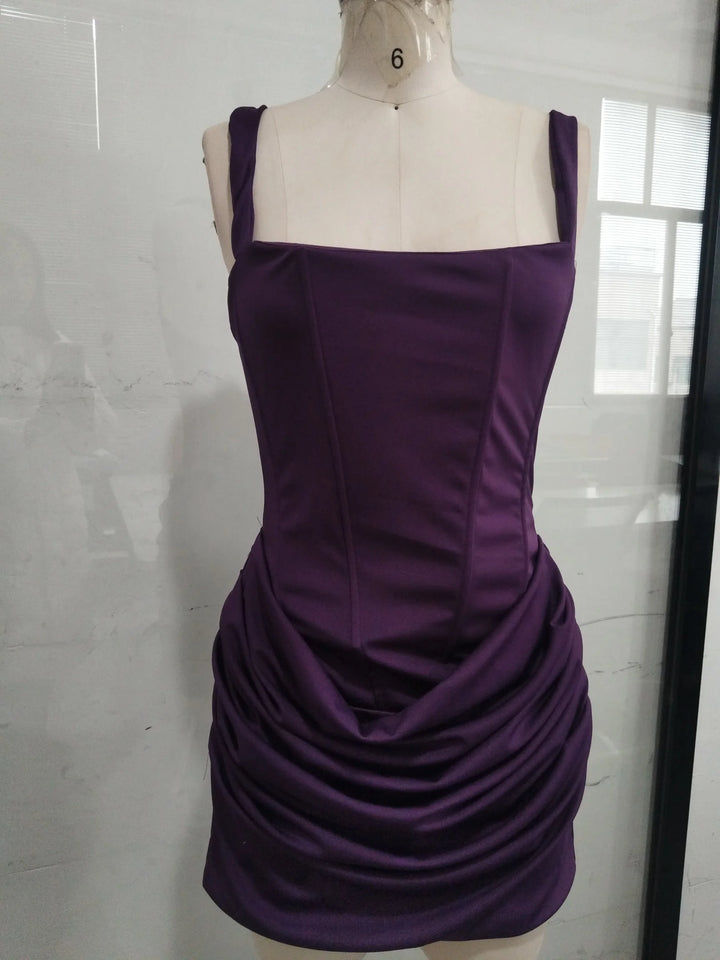 Square Neck Halter Mini Dress Bodycon Backless