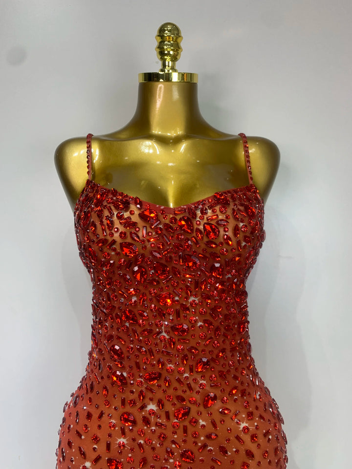 Kormanly Rhinestone Mesh Evening Gown Exclusive