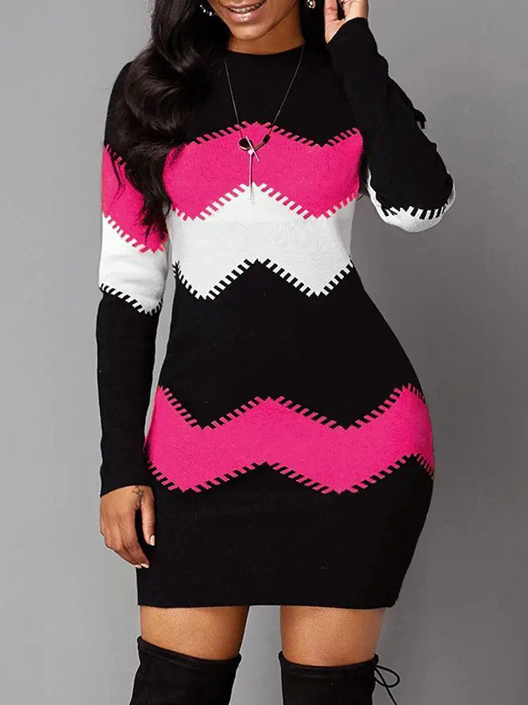 Autumn Elegance Plus Size Knit Bodycon Dress For Women