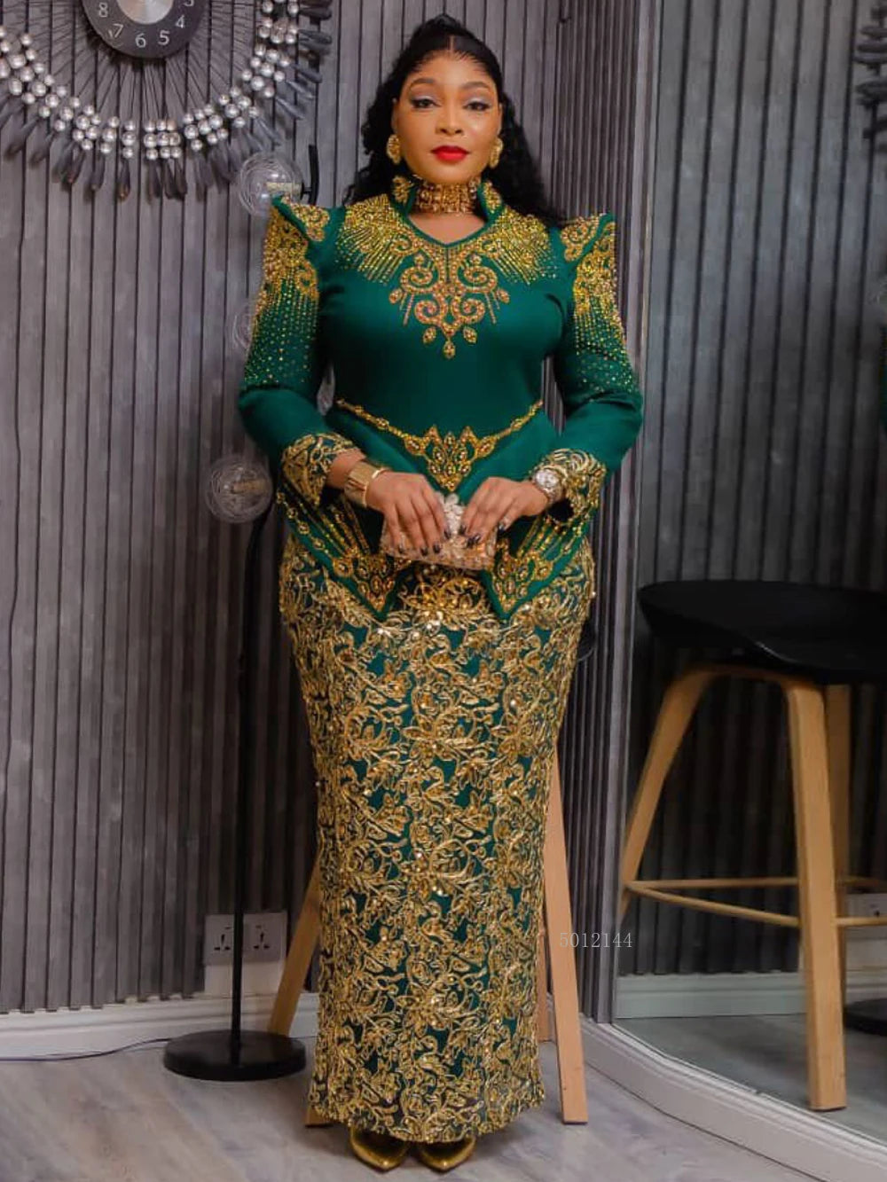Elegant Women Bodycon Maxi Dress Long Sleeve Gown