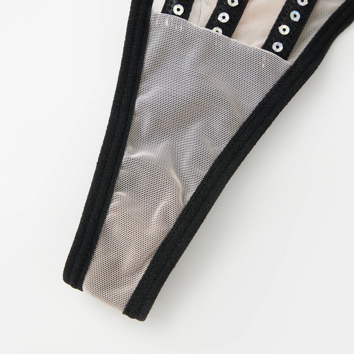 Sequin Mesh Bodysuit For Women Sexy Backless Spaghetti Strap Club Wear