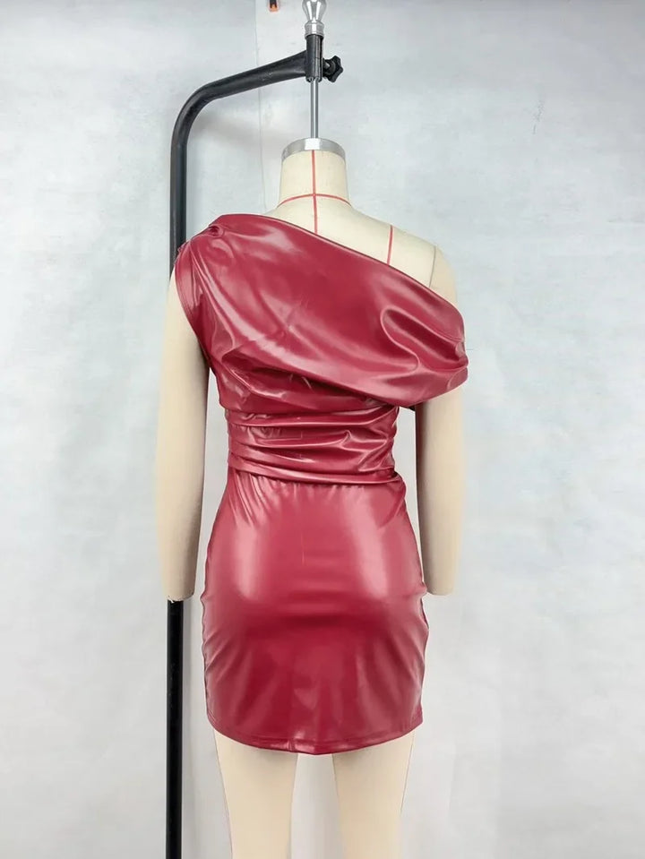 Luxury Ruched Mini Dress With Elegant Shoulder