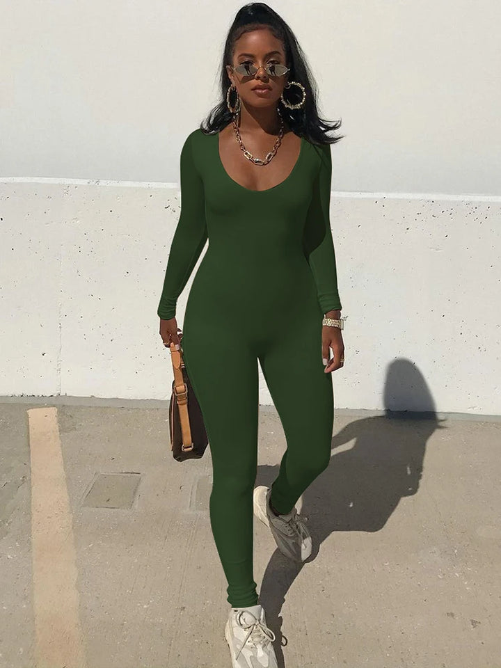 Slim Long Sleeve Knitted Jumpsuit For Women
