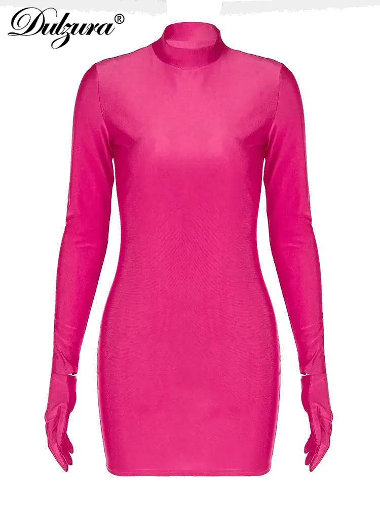 Sultry Long Sleeve Bodycon Dress Bold Streetwear Party Look