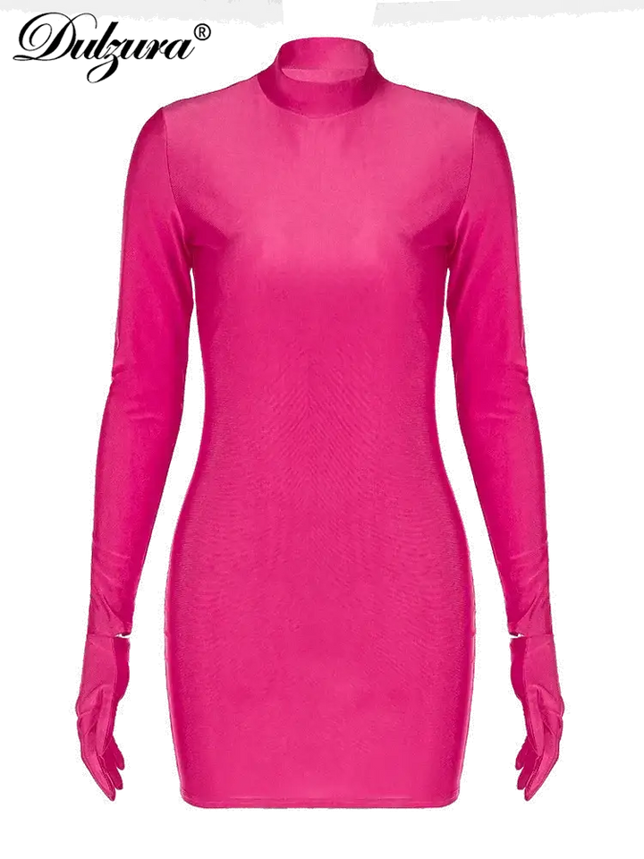 Sultry Long Sleeve Bodycon Dress Bold Streetwear Party Look